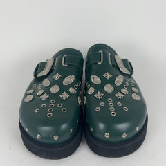 Toga Virilis Green Leather Studded Slides