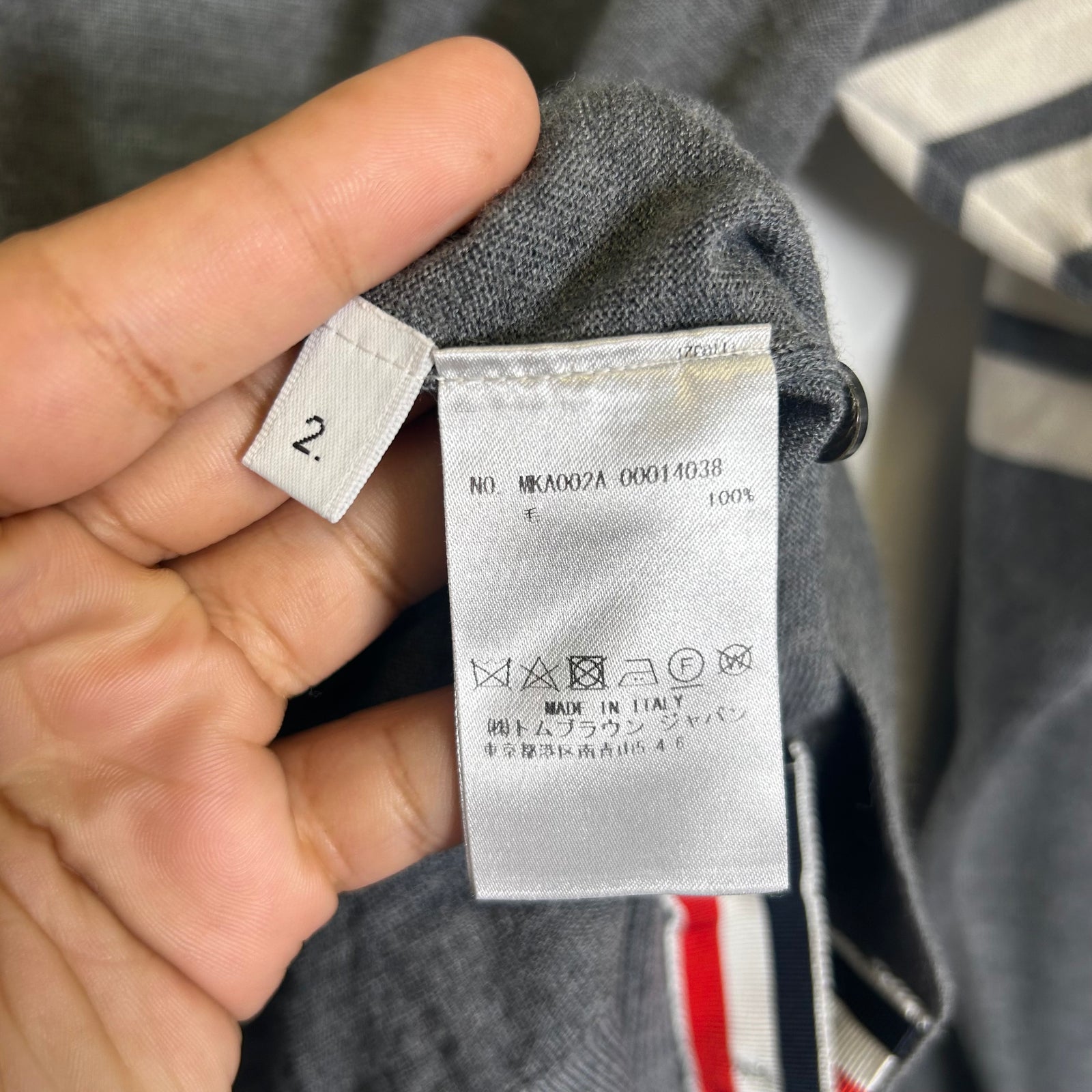 Thom Browne Grey Wool 4 Bar Lightweight Sweater Size 2