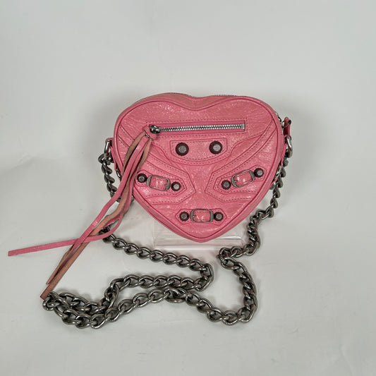 Balenciaga Pink Mini Le Cagole Heart Shoulder Bag