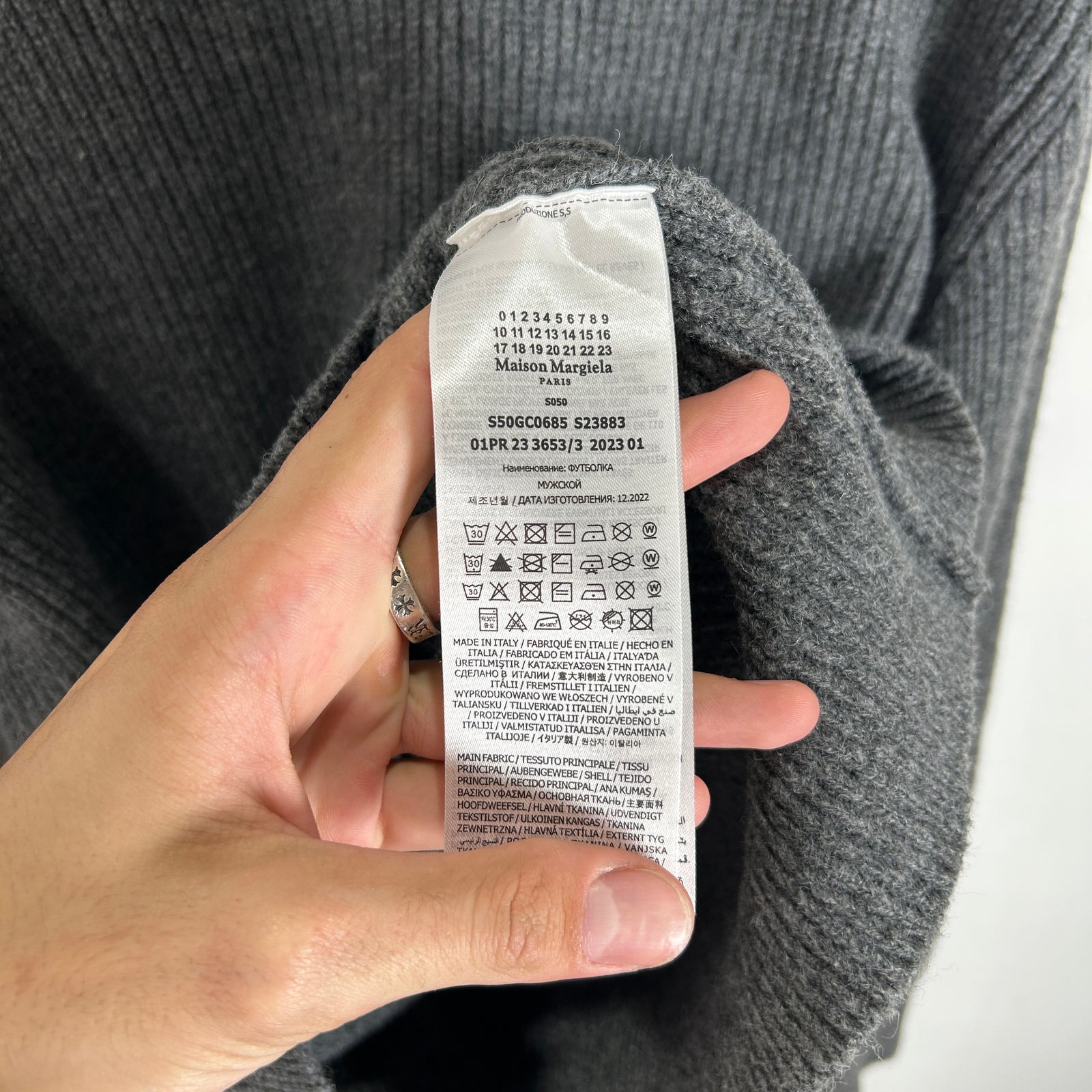 Maison Margiela Grey Wool Sweater Size S