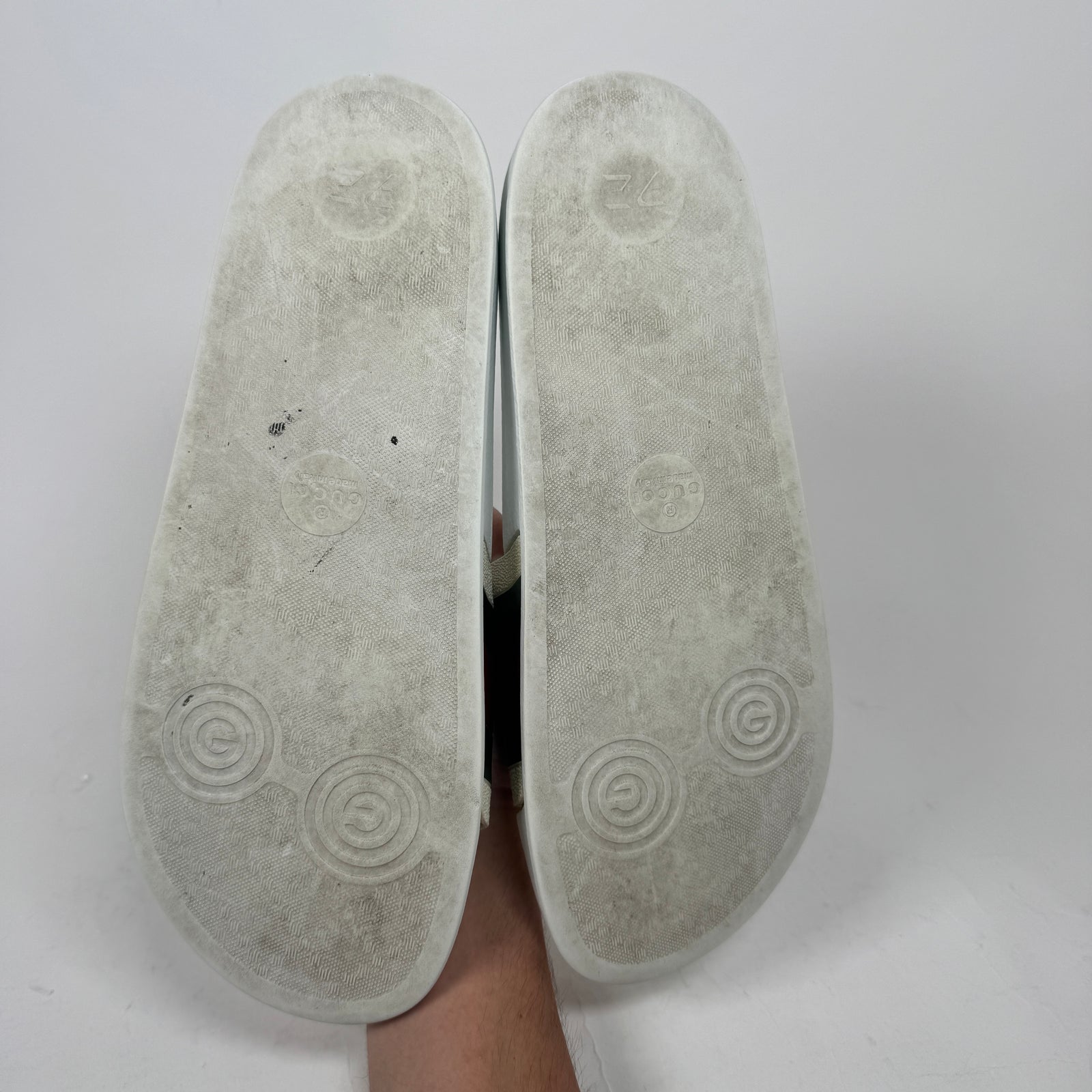 Gucci White Web Stripe Slides Size GG 9