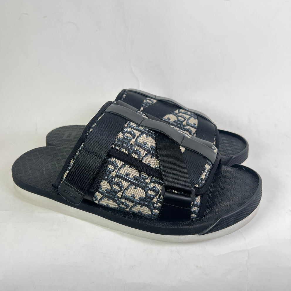 Dior Black/Beige Oblique Alpha Sandals Size 45