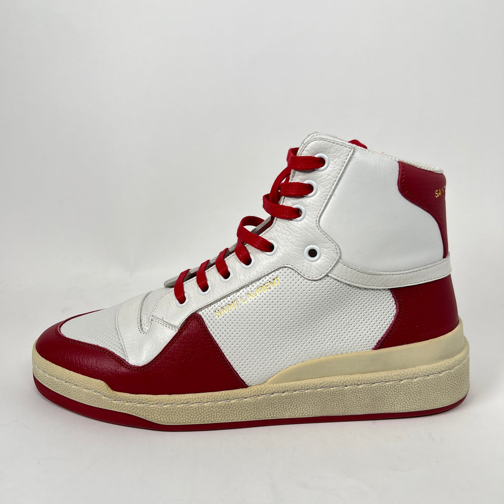 Saint Laurent Red/White SL24 High-Top Sneaker Size 41