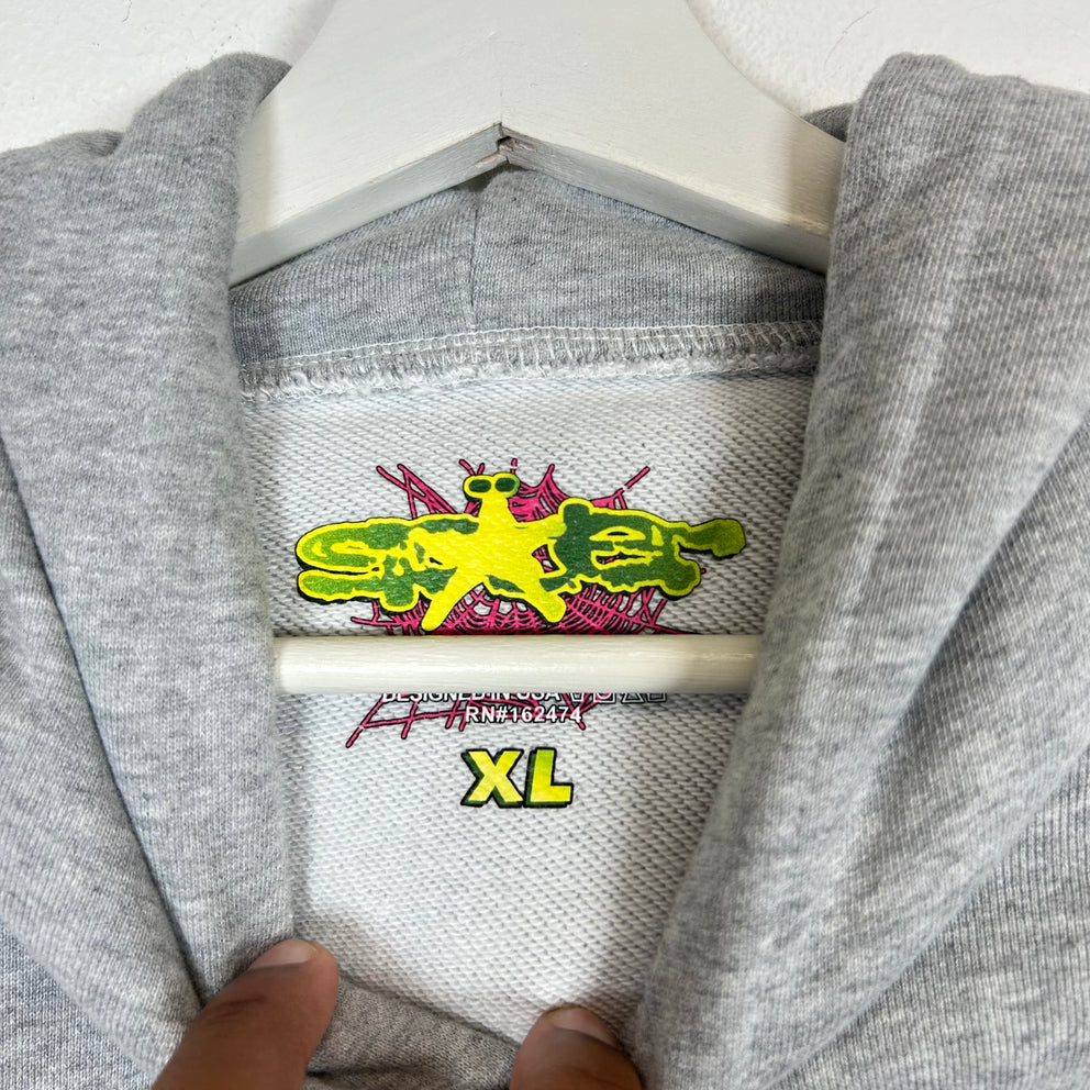 Sp5der Grey Beluga Hoodie Size XL