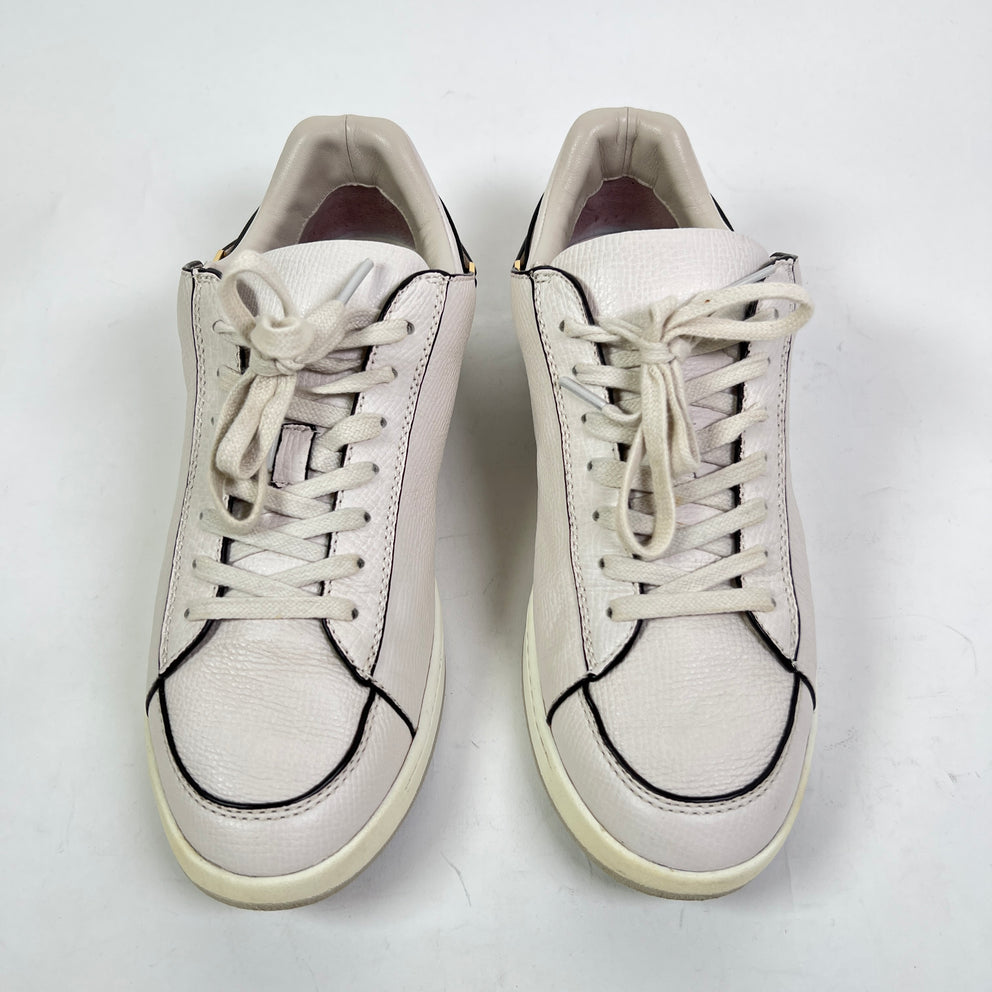 Burberry White Check Leather Low-Top Sneaker