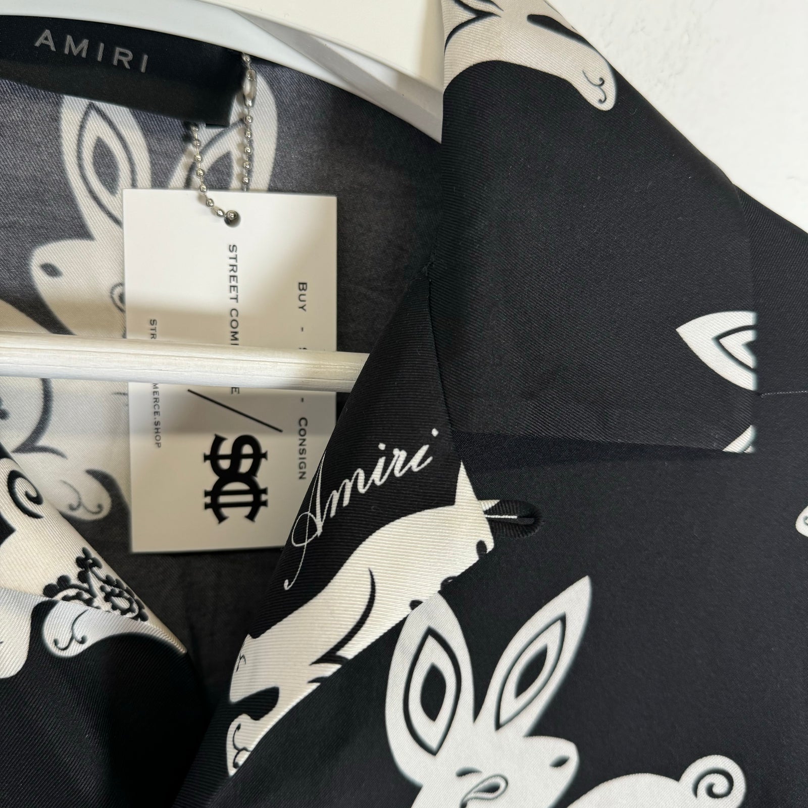 Amiri Black Allover Rabbit Bowling Shirt Size XL