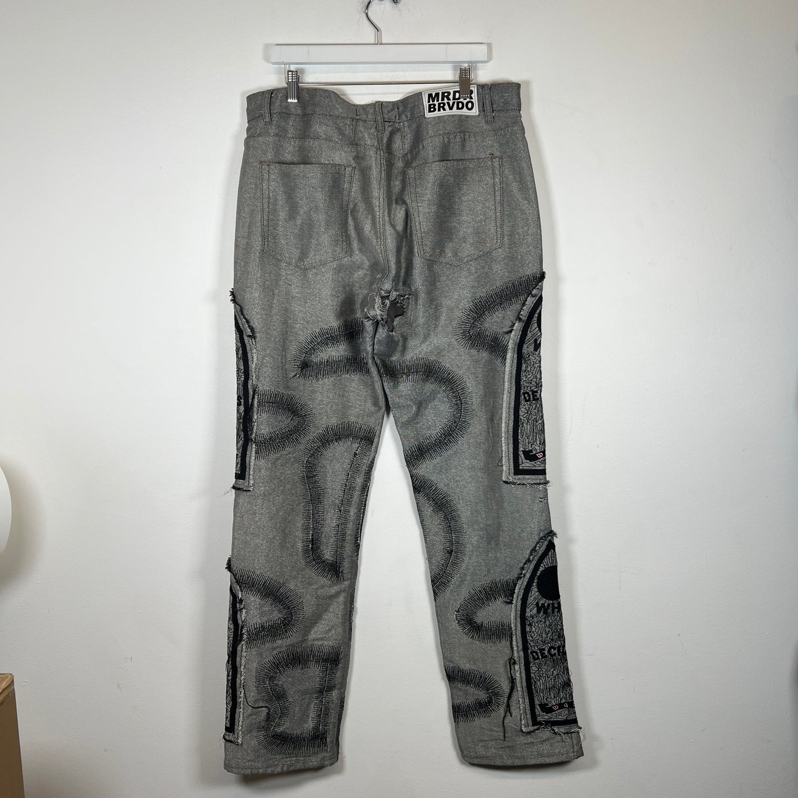Who Decides War Silver/Black Denim Size 38