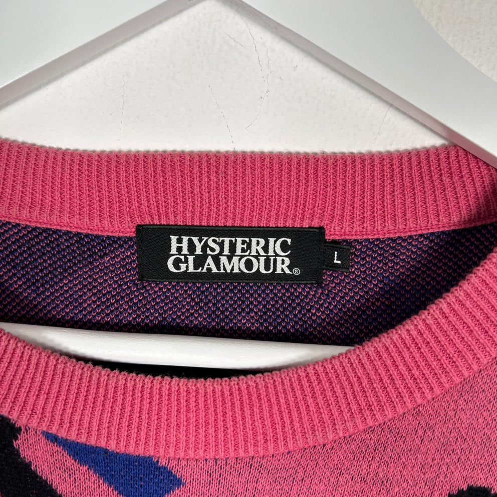 Hysteric Glamour Pink Jacquard Logo Sweater Size L