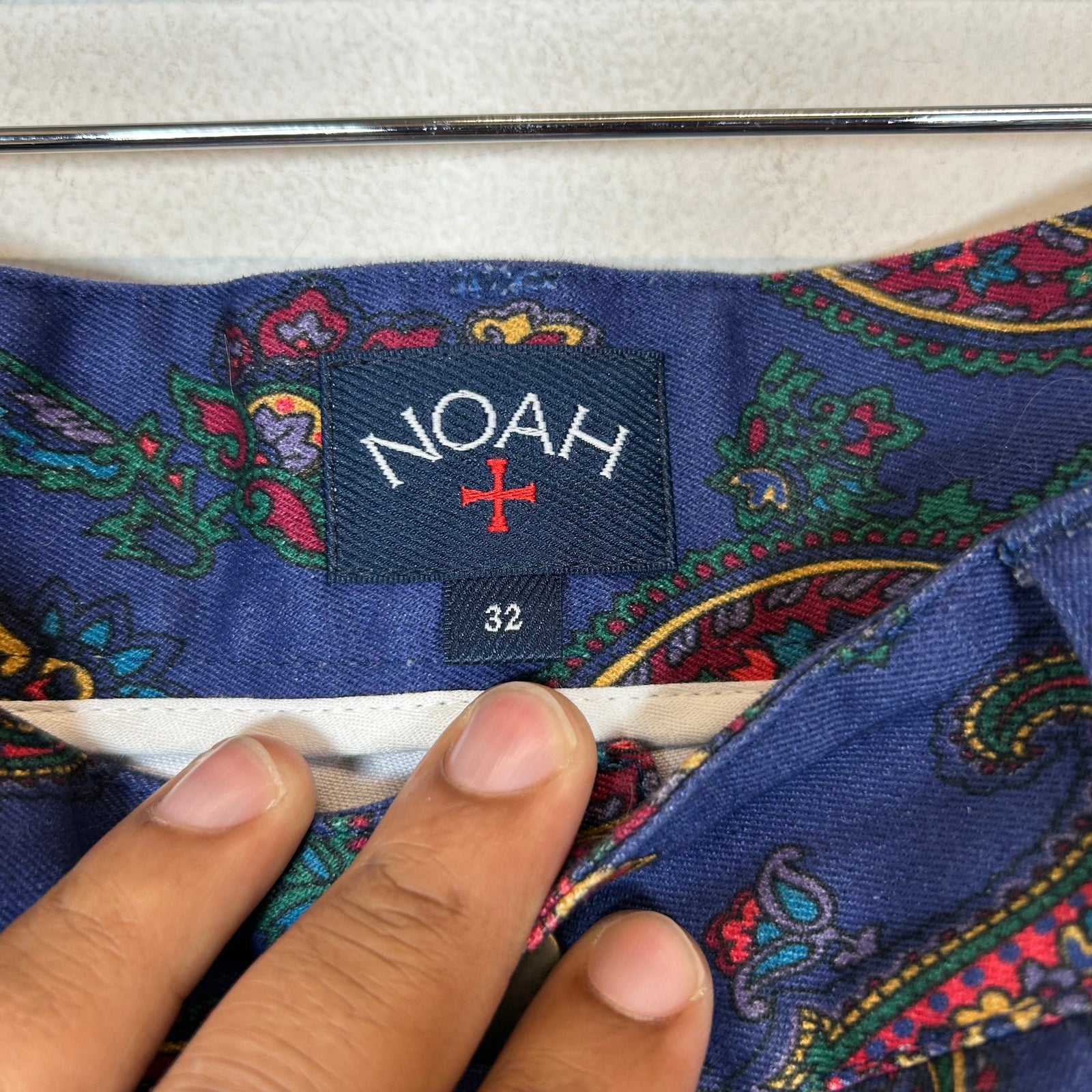 NOAH Blue Paisley Trousers Size 32
