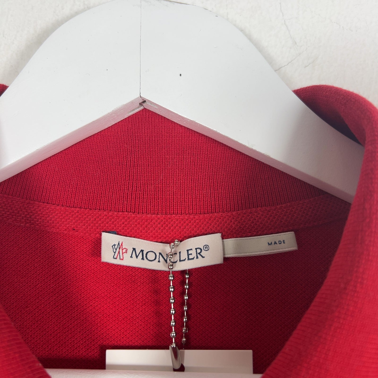 Moncler Bar Logo Red Polo