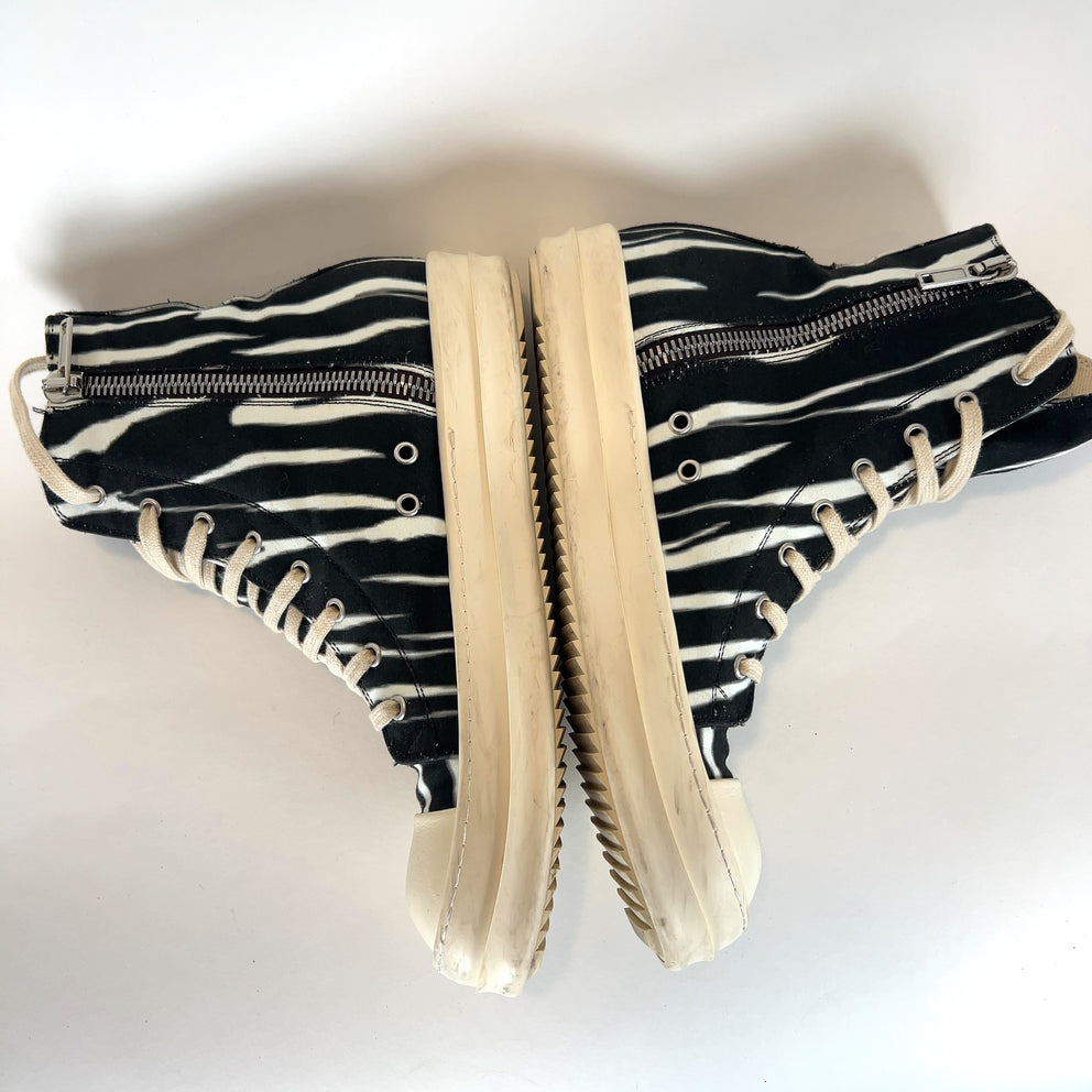 Rick Owens DRKSHDW Zebra Ramone Hightop Sneakers