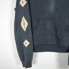 Satoshi Nakamoto Studded Logo Leather Patch Hoodie