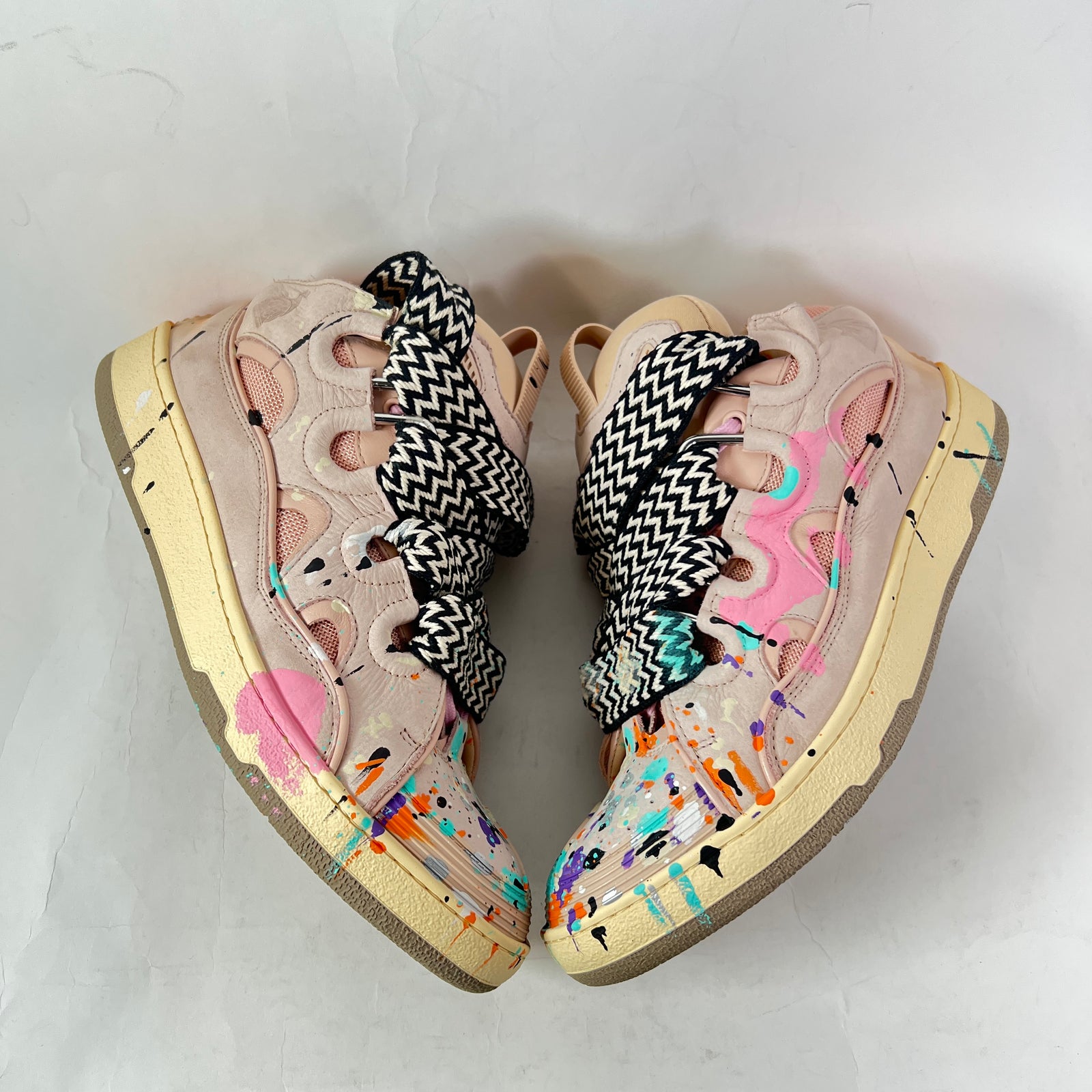 Lanvin X Gallery Dept Pink Paint Splatter Curb Sneaker Size 45