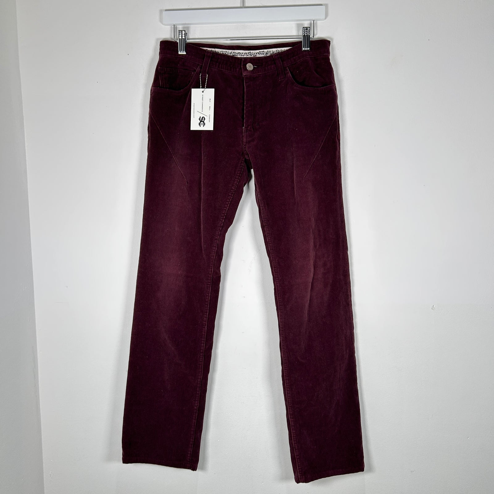 Number (N)ine Pain Burgundy Corduroy Pants Size 28x32