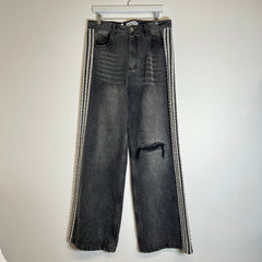 Vale Black Washed Forever Striped Jeans Size 32