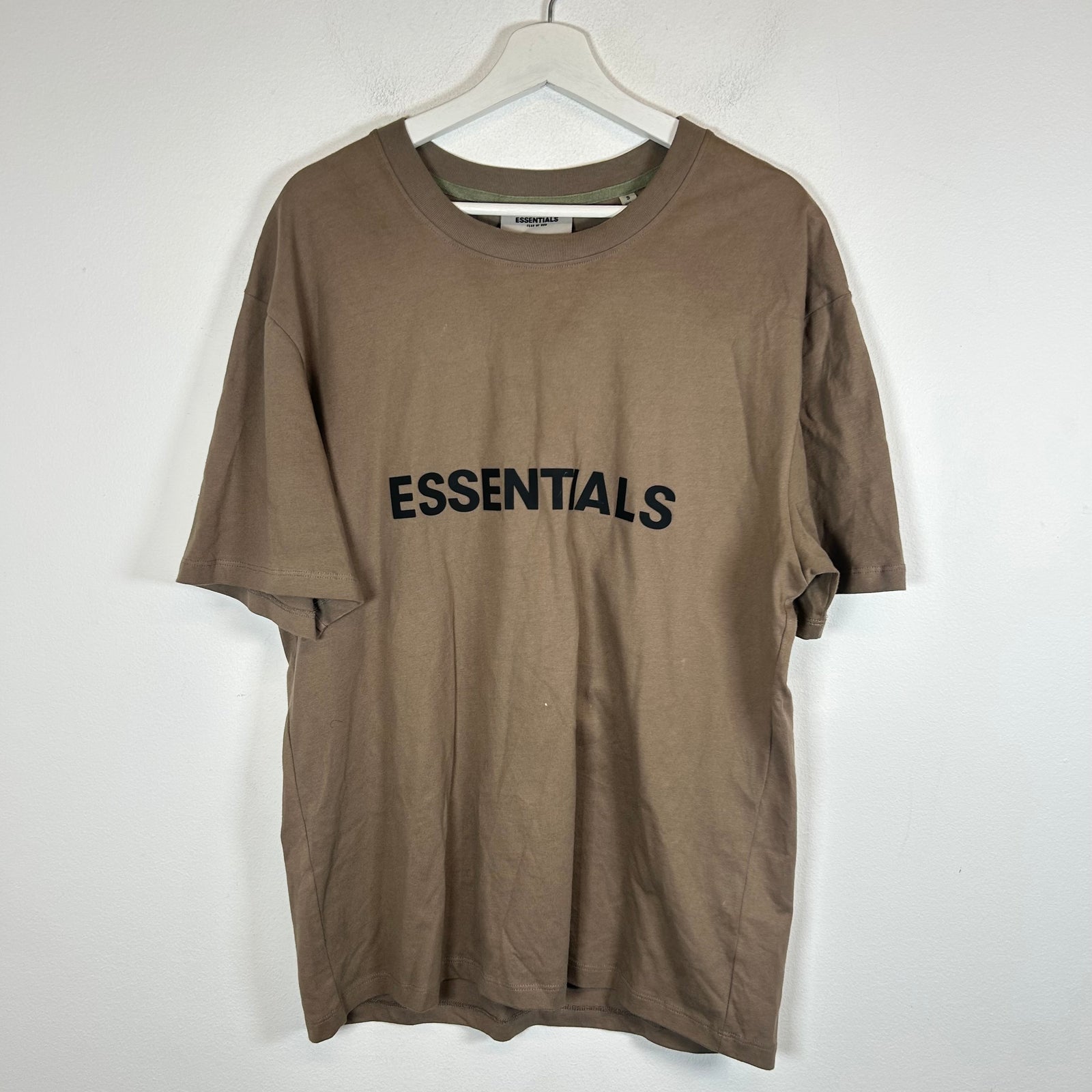 Essentials Brown Spell Out Logo T-Shirt Size S