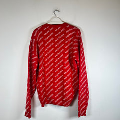Balenciaga Red All Over Logo Crewneck Size S