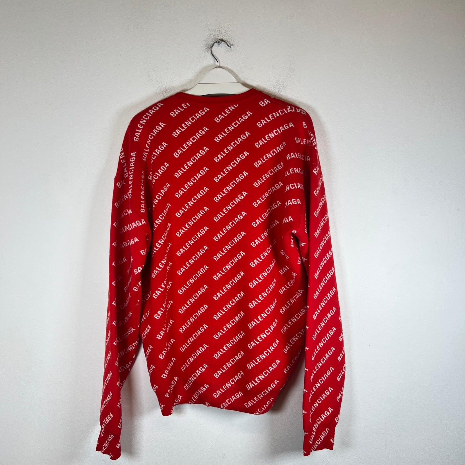 Balenciaga Red All Over Logo Crewneck Size S