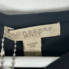 Burberry Black Plaid Shoulder T-Shirt Size XL