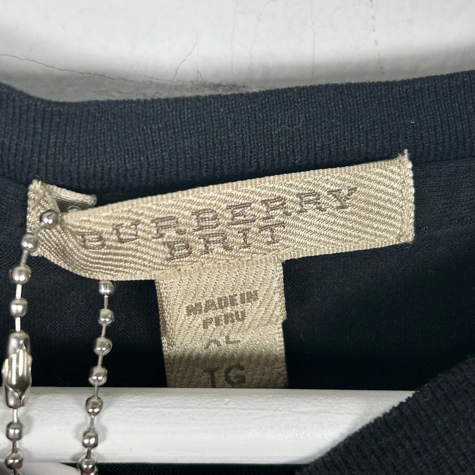 Burberry Black Plaid Shoulder T-Shirt Size XL
