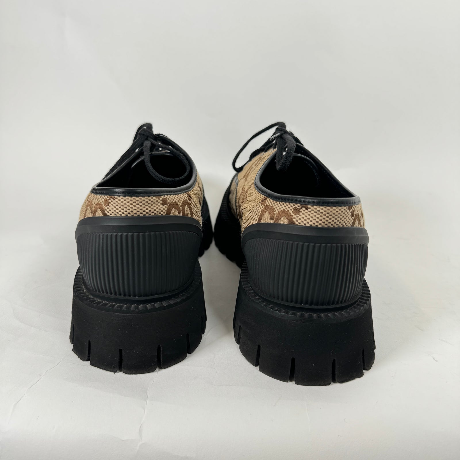 Gucci Beige Maxi GG Lace Up Derby Sneakers Size 10.5
