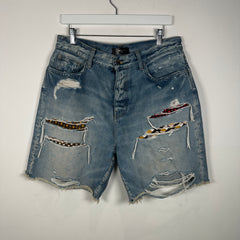 Amiri Patchwork Cut-Off Shorts Size 32