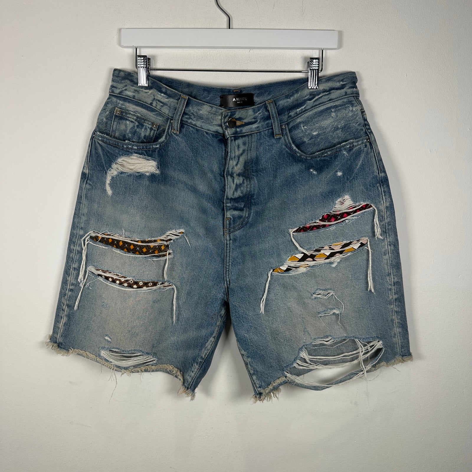 Amiri Patchwork Cut-Off Shorts Size 32