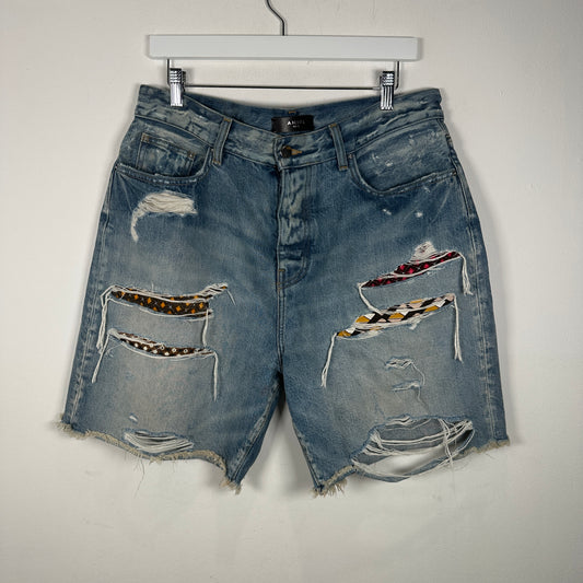 Amiri Patchwork Cut-Off Shorts Size 32