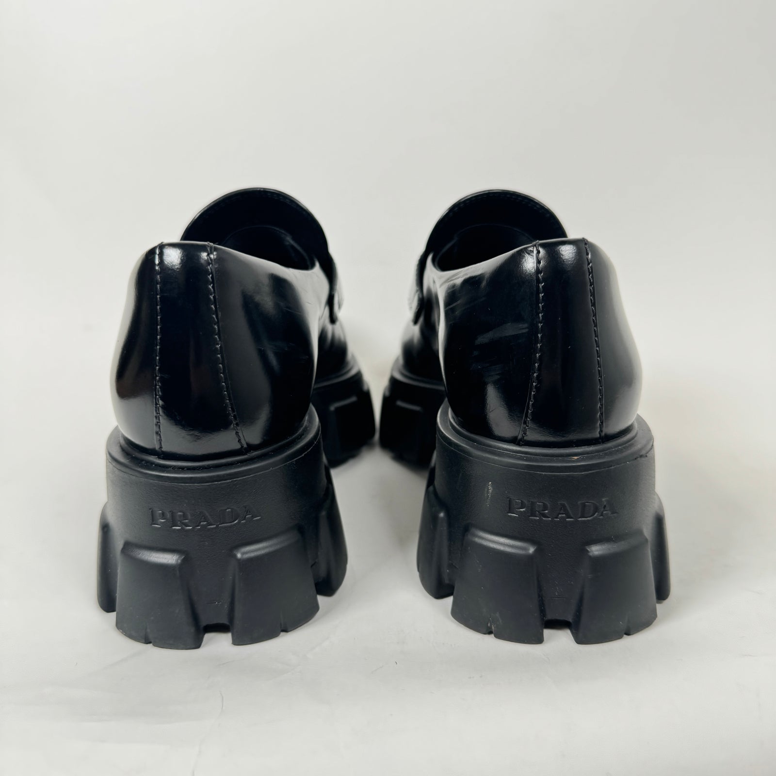 Prada Black Pointy Monolith Loafer Size 37.5