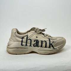Gucci White "Think/Thank" Rython Sneakers Size 9
