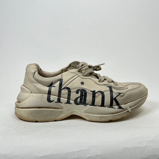 Gucci White "Think/Thank" Rython Sneakers Size 9