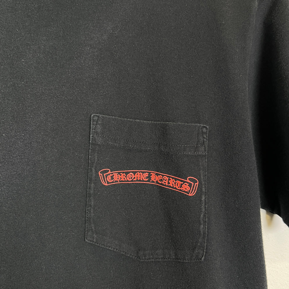 Chrome Hearts Black/Red Vintage Horseshoe Logo Pocket T-Shirt Size M