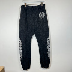 Chrome Hearts Black Cemetery Cross Monogram Floral Sweatpants Size L