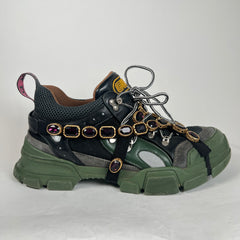 Gucci Green/Black Crystal Flashtrek Sneaker Size GG 10.5