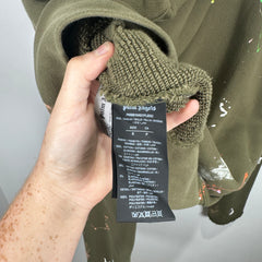 Palm Angels Green Paint Splatter Logo Hoodie Size S