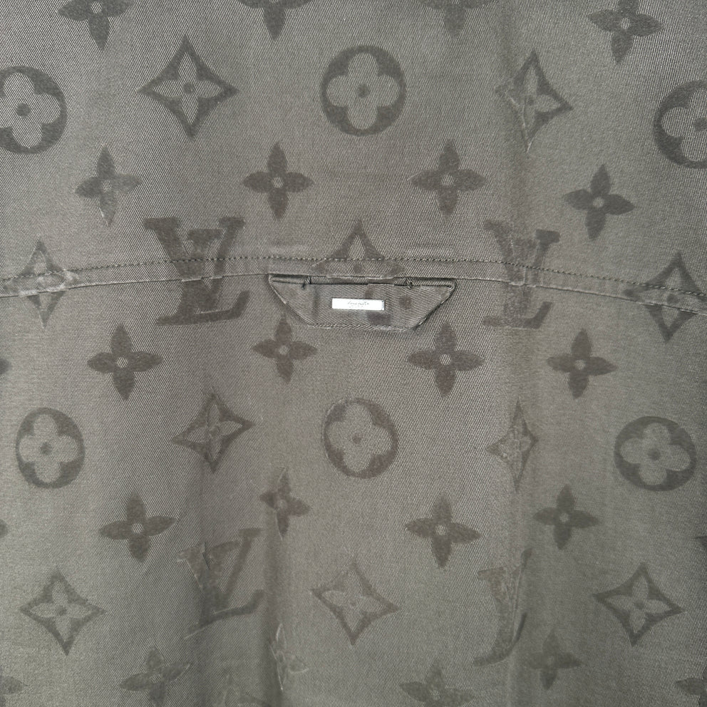 Louis Vuitton SS23 Green Flocked Monogram Overshirt Size L