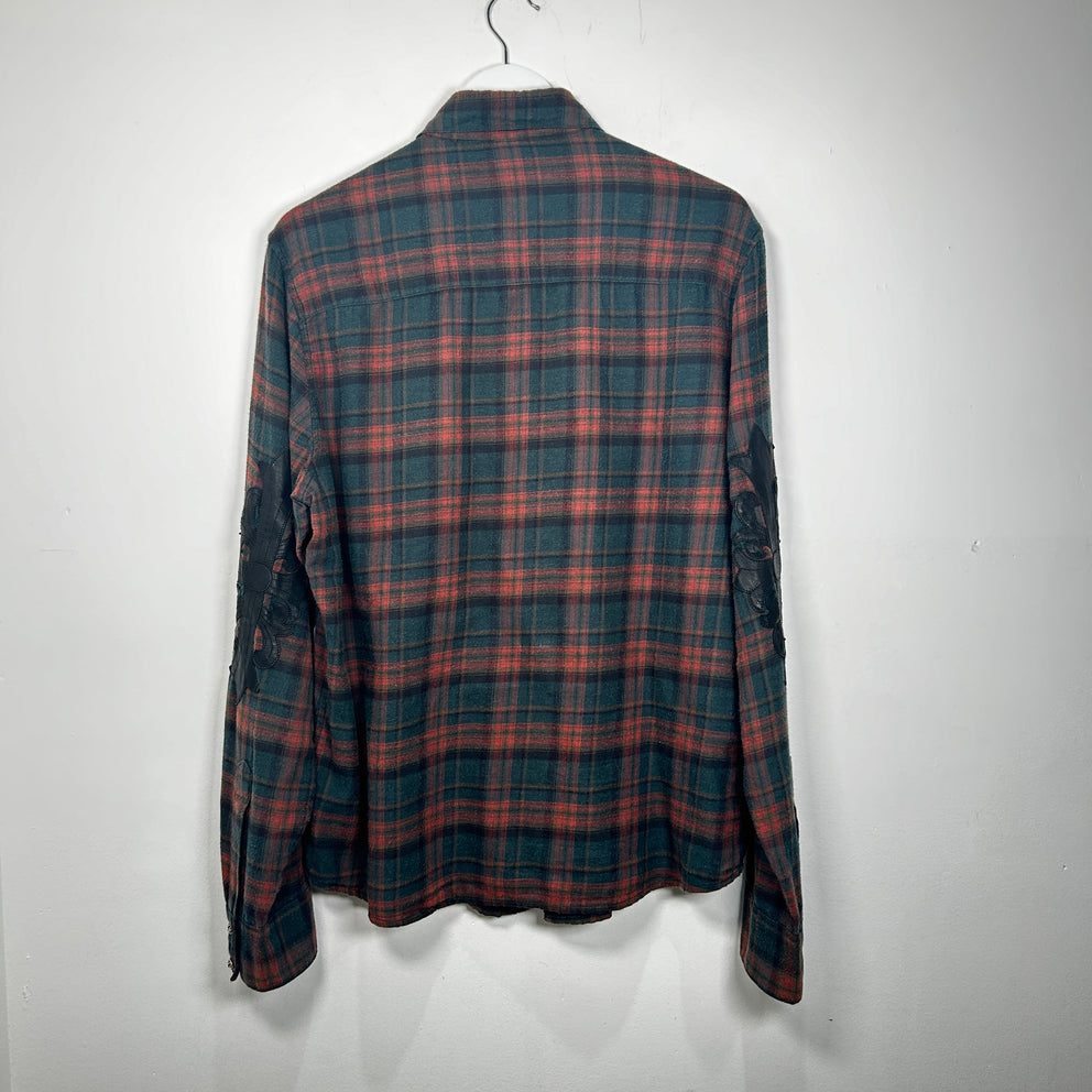 Chrome Hearts Brown/Green Floral Cross Patch Flannel Size L