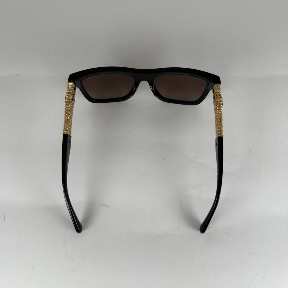 Chanel Black/Gold Tweed Polarized Sunglasses