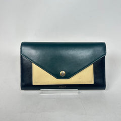 Celine Black/Green Calfskin Envelope Wallet