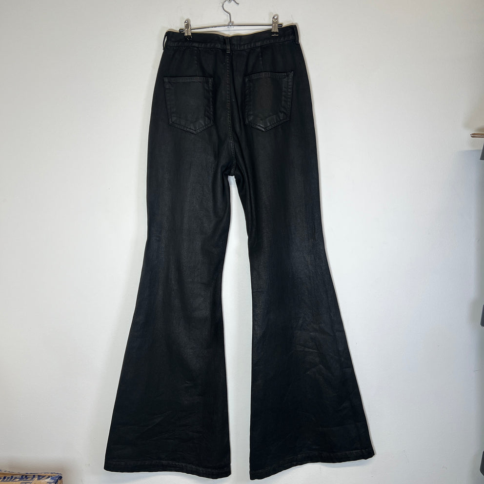 Rick Owens Lido SS24 Black Wax Bolan Jeans Size 33
