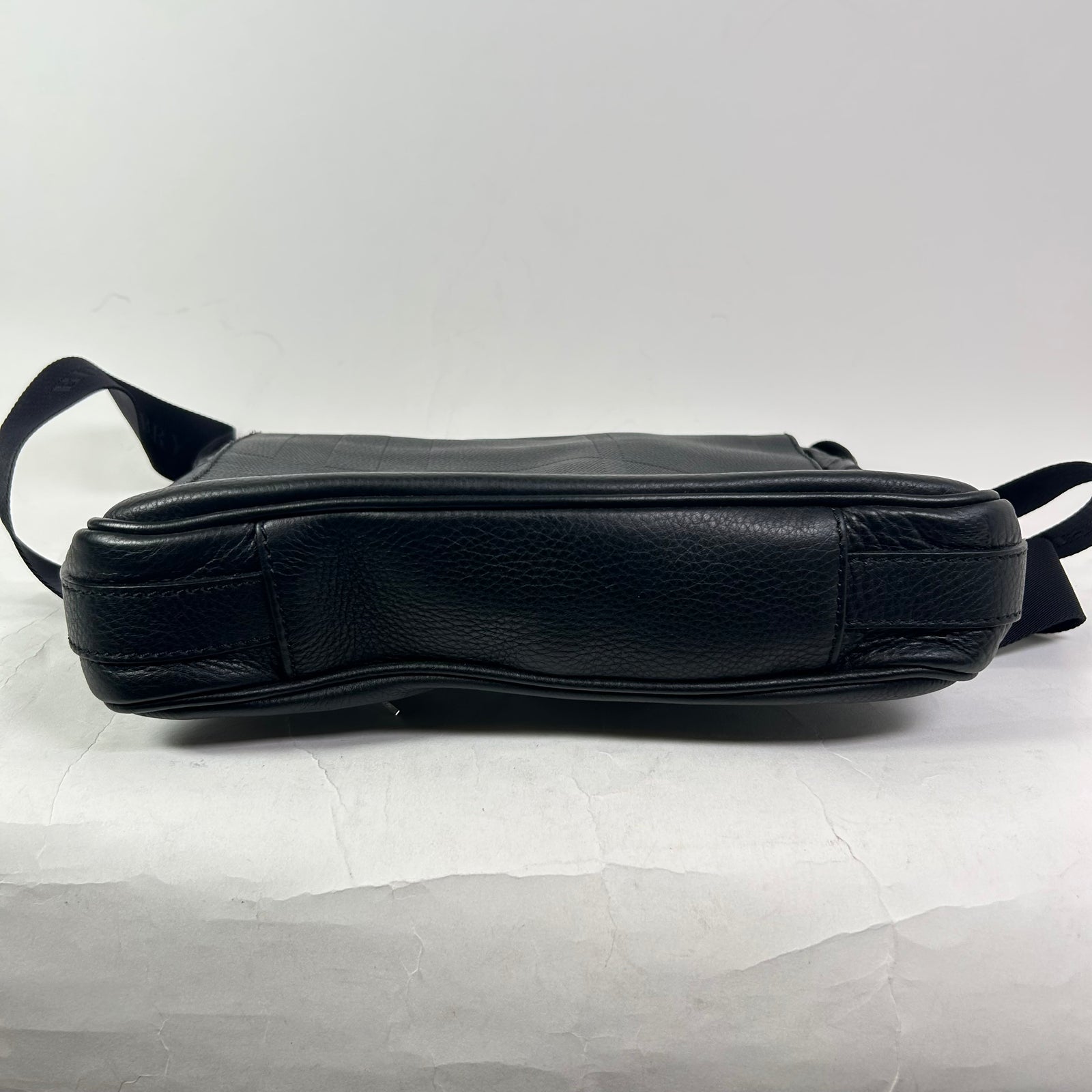 Burberry Emmet Check Embossed Leather Messenger Bag