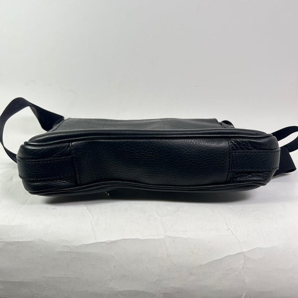 Burberry Emmet Check Embossed Leather Messenger Bag