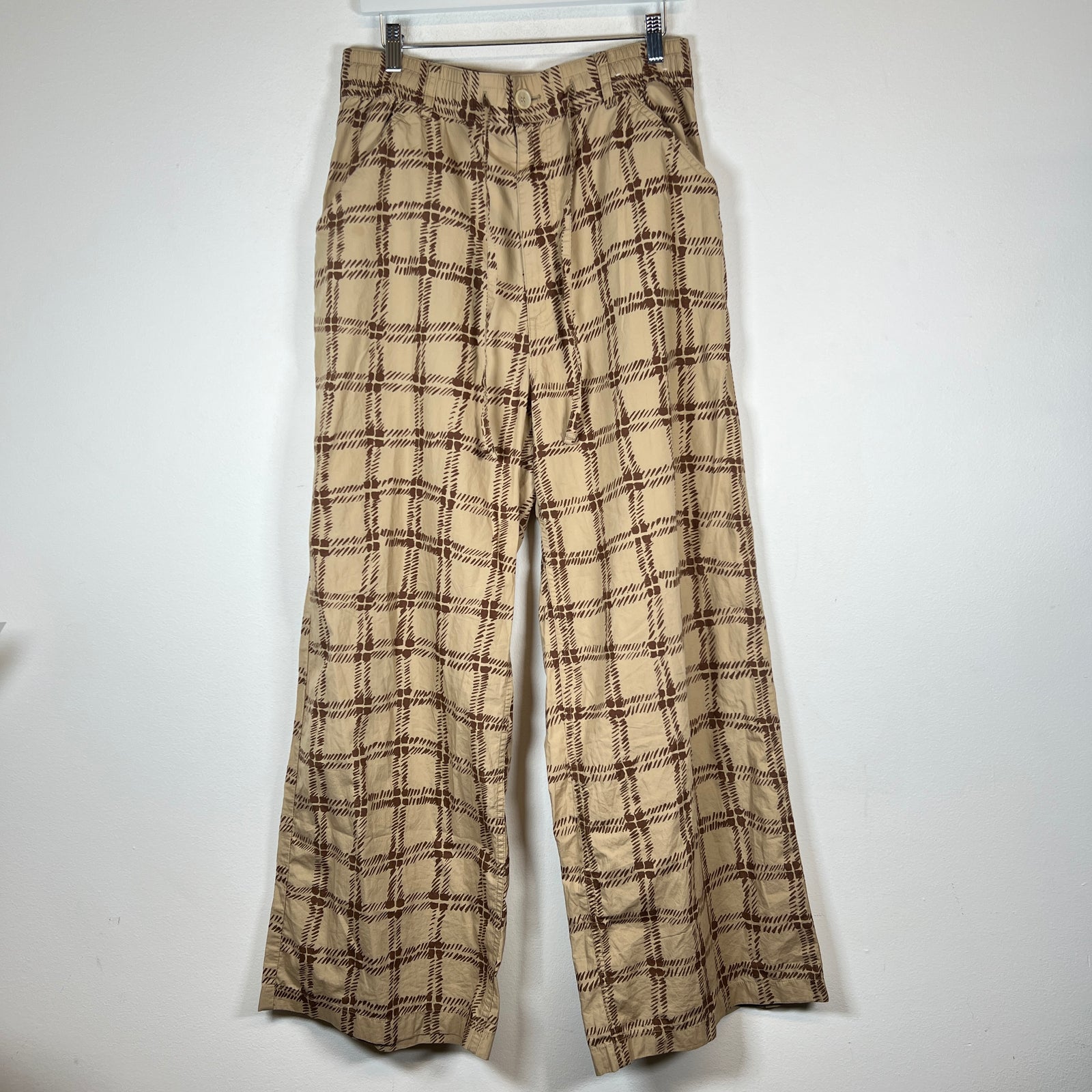 Marni x Uniqlo Beige Check Wide Fit Pants Size L