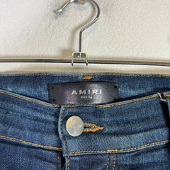 Amiri MX1 Dark Blue Wash Black Patch Denim Jeans