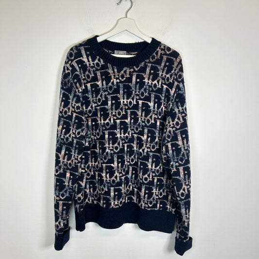 Dior Navy Oblique Knit Sweater Size XL