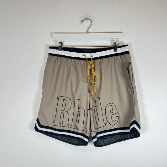 Rhude Khaki Logo Basketball Shorts Size XL
