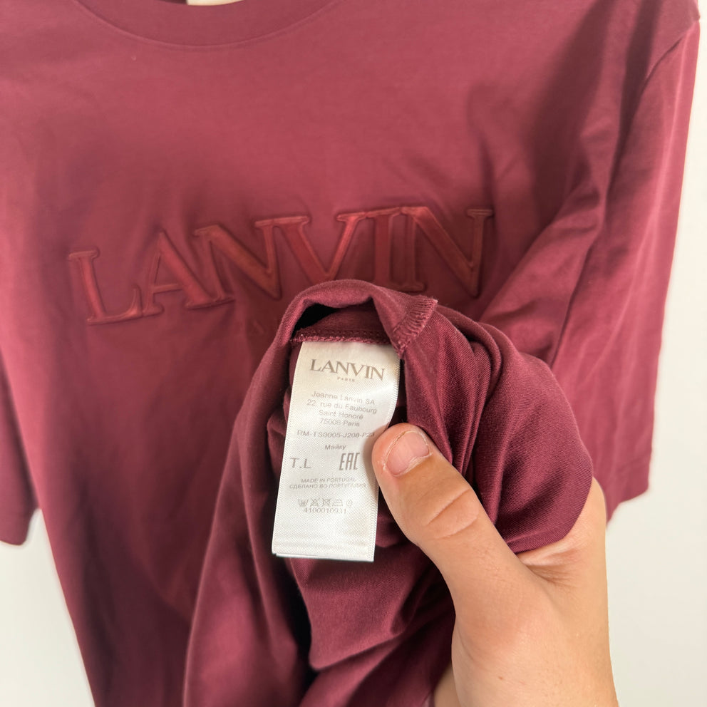 Lanvin Burgundy Logo Tee Size L