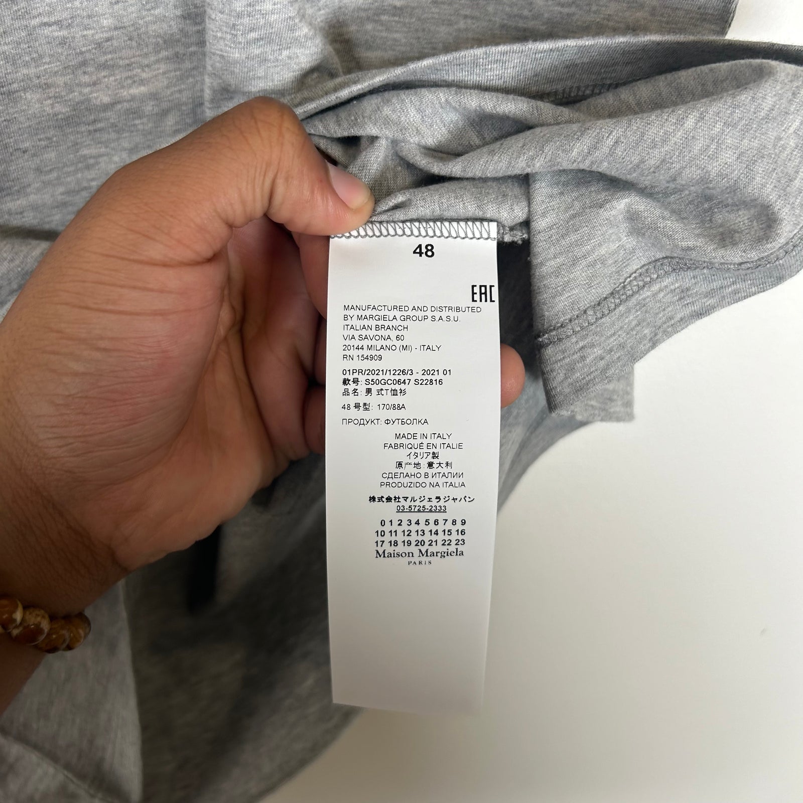 Maison Margiela Grey MM Embroidered Tee Size M