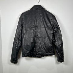 Armani 3-Pocket Black Leather Jacket Size 48