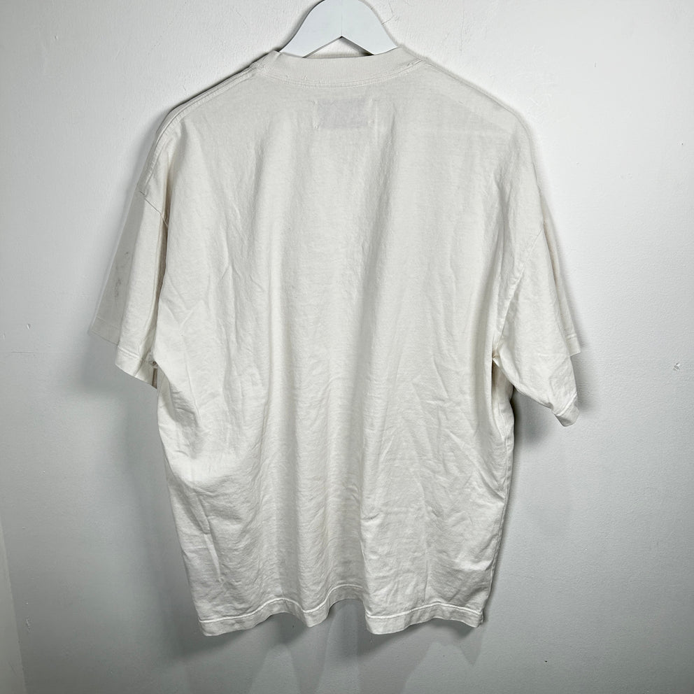 Satoshi Nakamoto White Studded Logo Graphic T-Shirt Size L